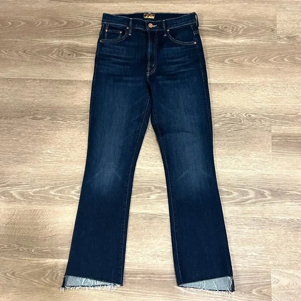 MOTHER‎ Insider Crop Step Fray Bootcut Jeans Off Limits Dark Wash 26 - Picture 2 of 16